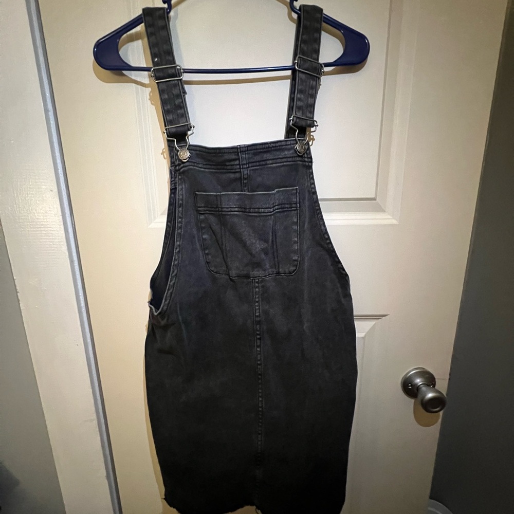 Black Denim Overall Dress